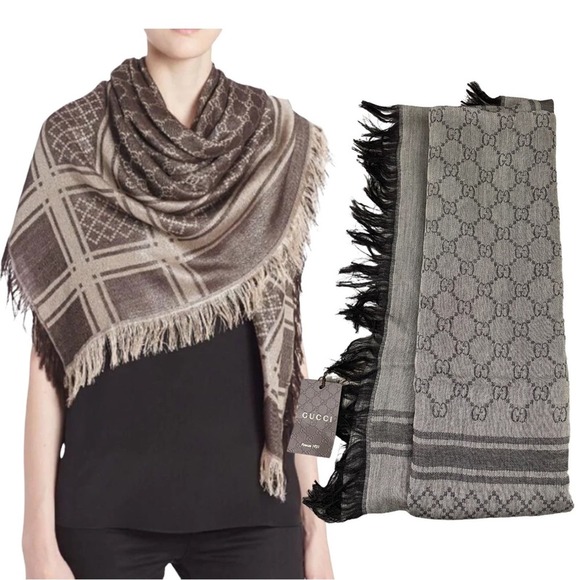 NEW Gucci GG Guccissima Monogram Surviee Scarf in Brown - Picture 1 of 8